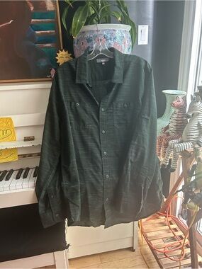 Mountain Ridge Black Tonal Stripe Button-Up Long Sleeve Shirt Size M